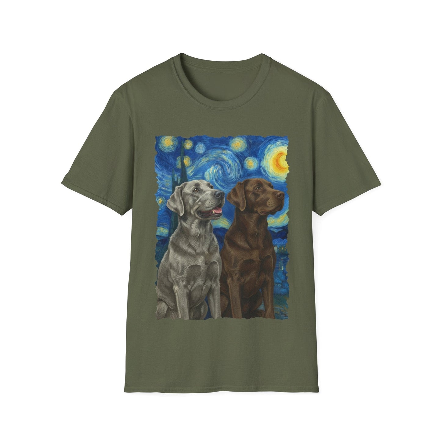 Chocolate and Silver Lab Starry Night Military Green