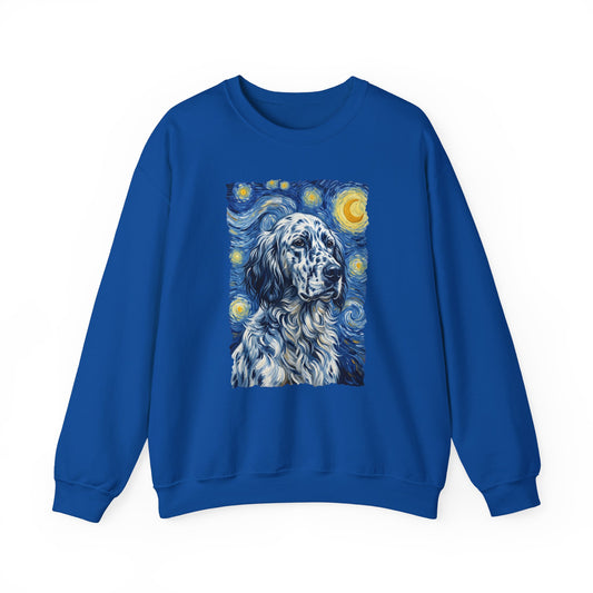 English Setter Van Gogh Crewneck Sweatshirt Royal