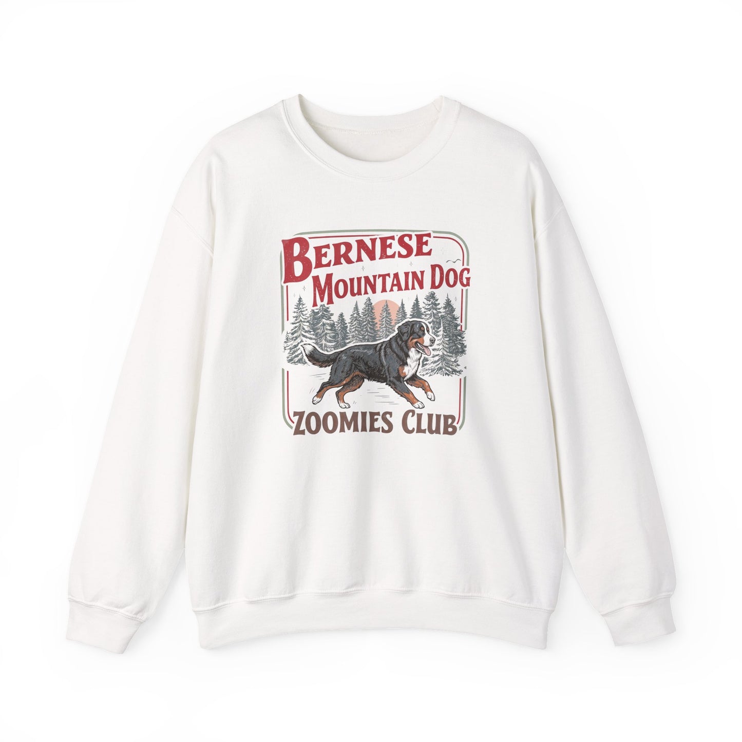 Bernese Mountain Dog Zoomies Crewneck Sweatshirt White