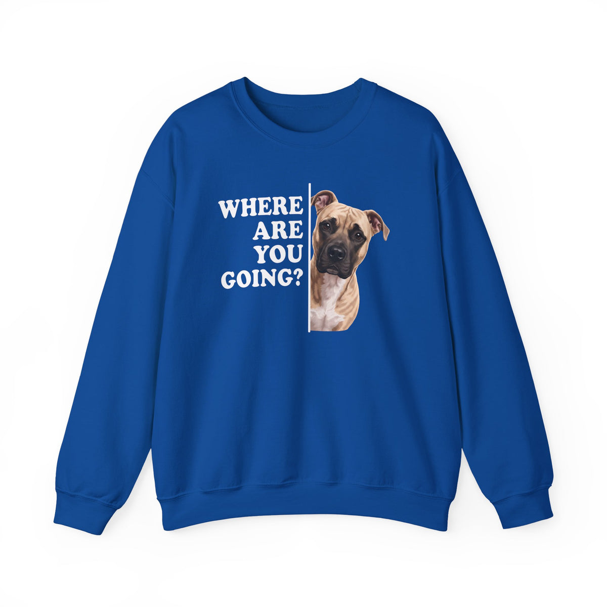 Pitbull Fawn Where Are You Going Crewneck Sweatshirt