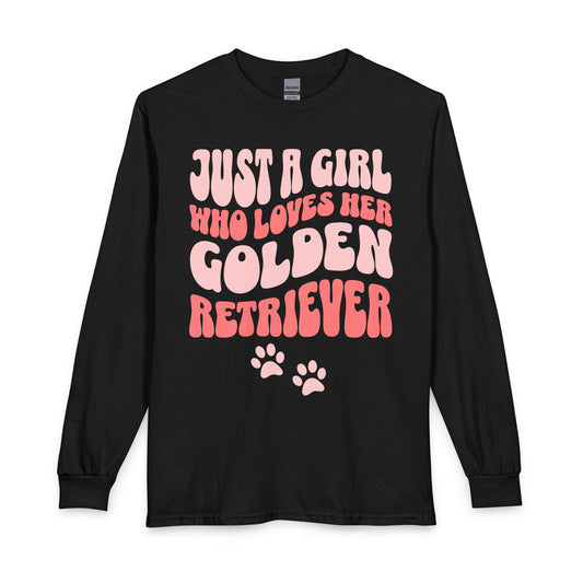 A Girl Who Loves Her Golden Retriever Long Sleeve