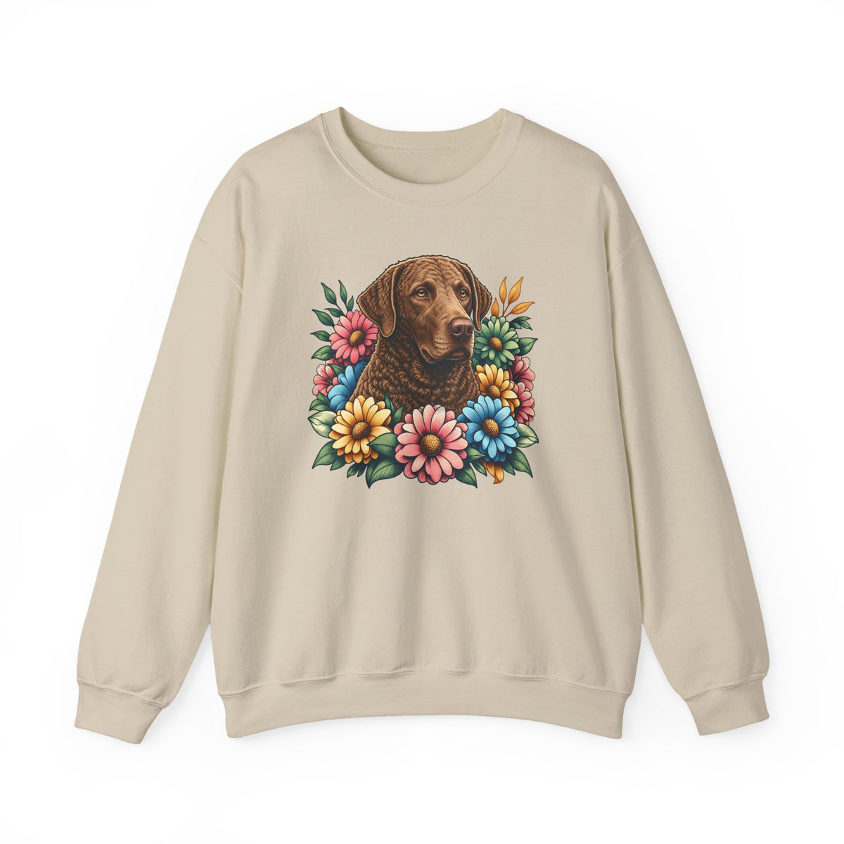 Chesapeake Bay Retriever Flower Wreath Crewneck Sweatshirt
