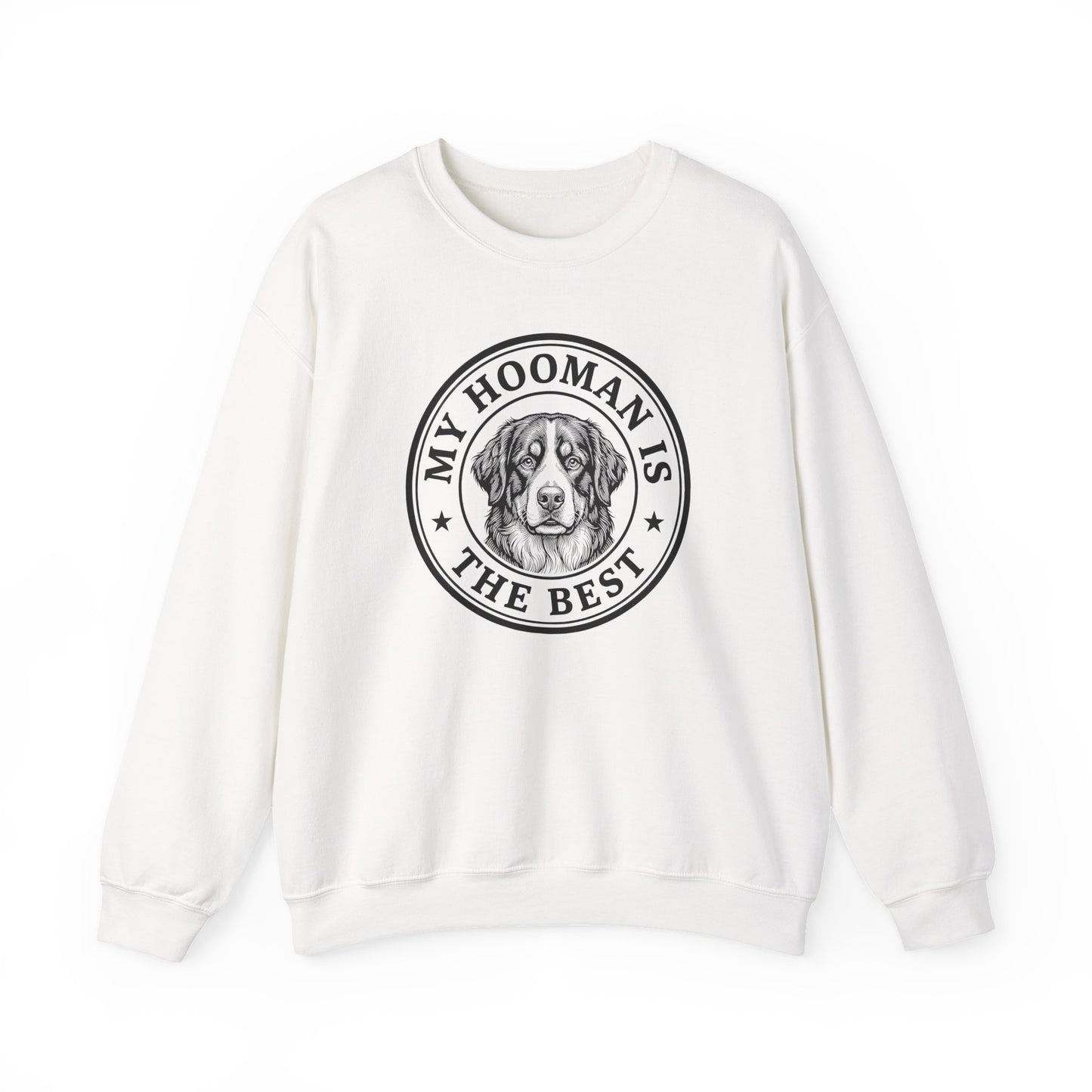 Bernese Mountain Dog My Hooman Crewneck Sweatshirt White