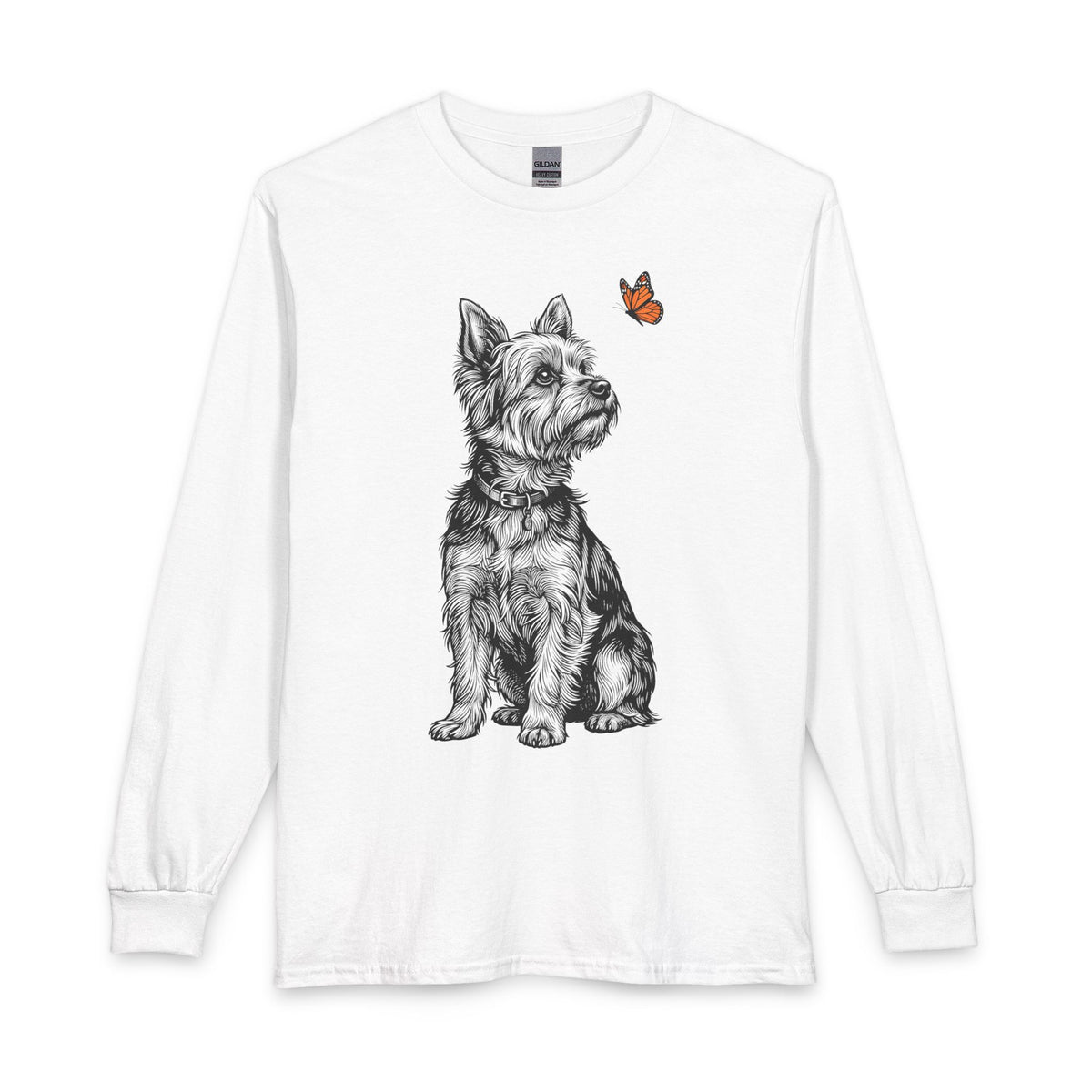 Yorkshire Terrier Butterfly Long Sleeve White