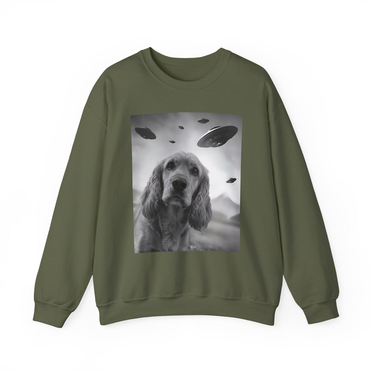 Cocker Spaniel UFO Selfie Crewneck Sweatshirt