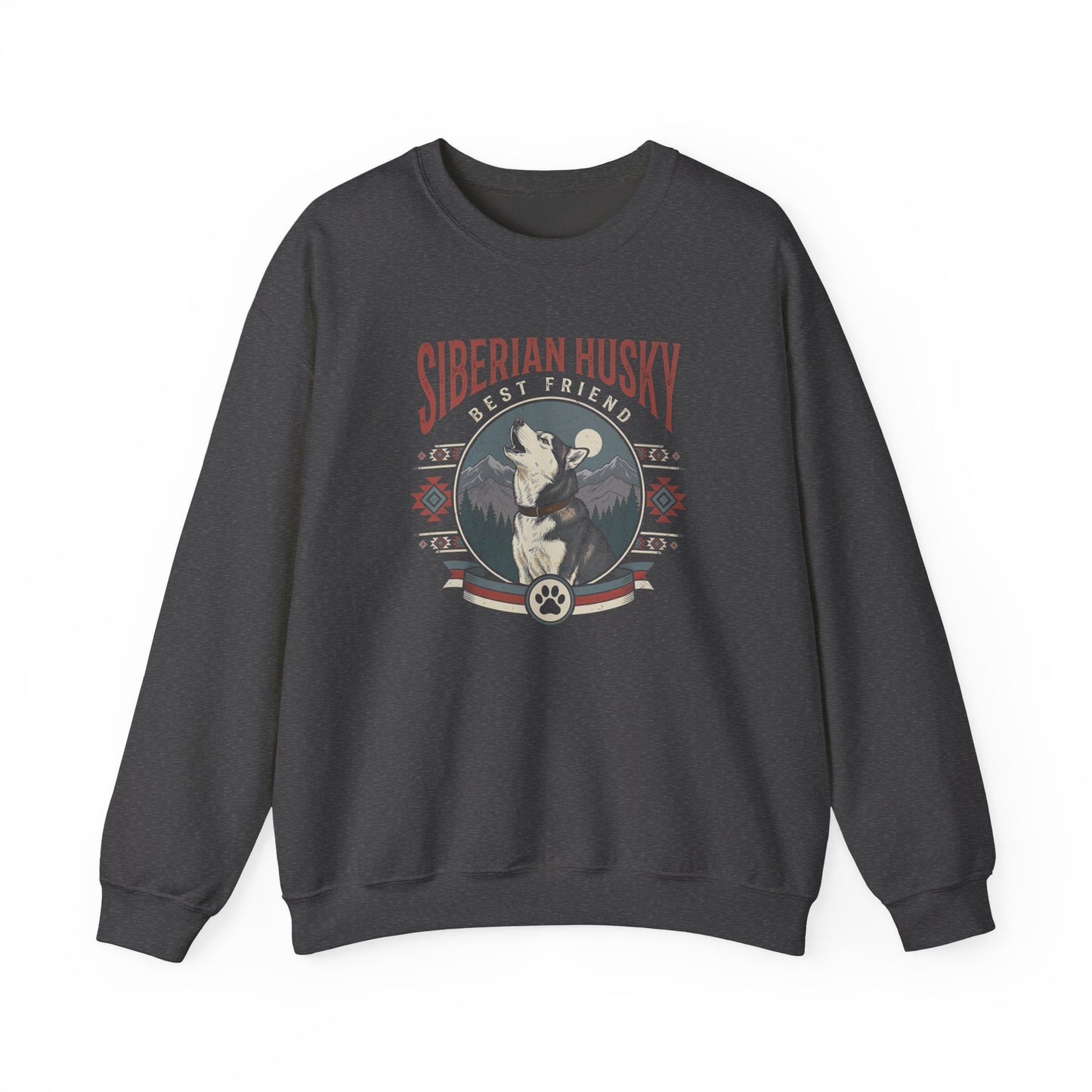 Siberian Husky Best Friend Crewneck Sweatshirt Dark Heather
