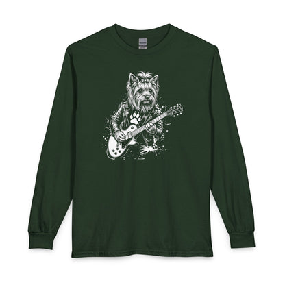 Yorkshire Terrier Guitar Long Sleeve Forest Green