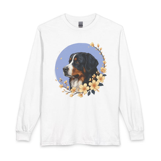 Bernese Mountain Dog Flowers Long Sleeve