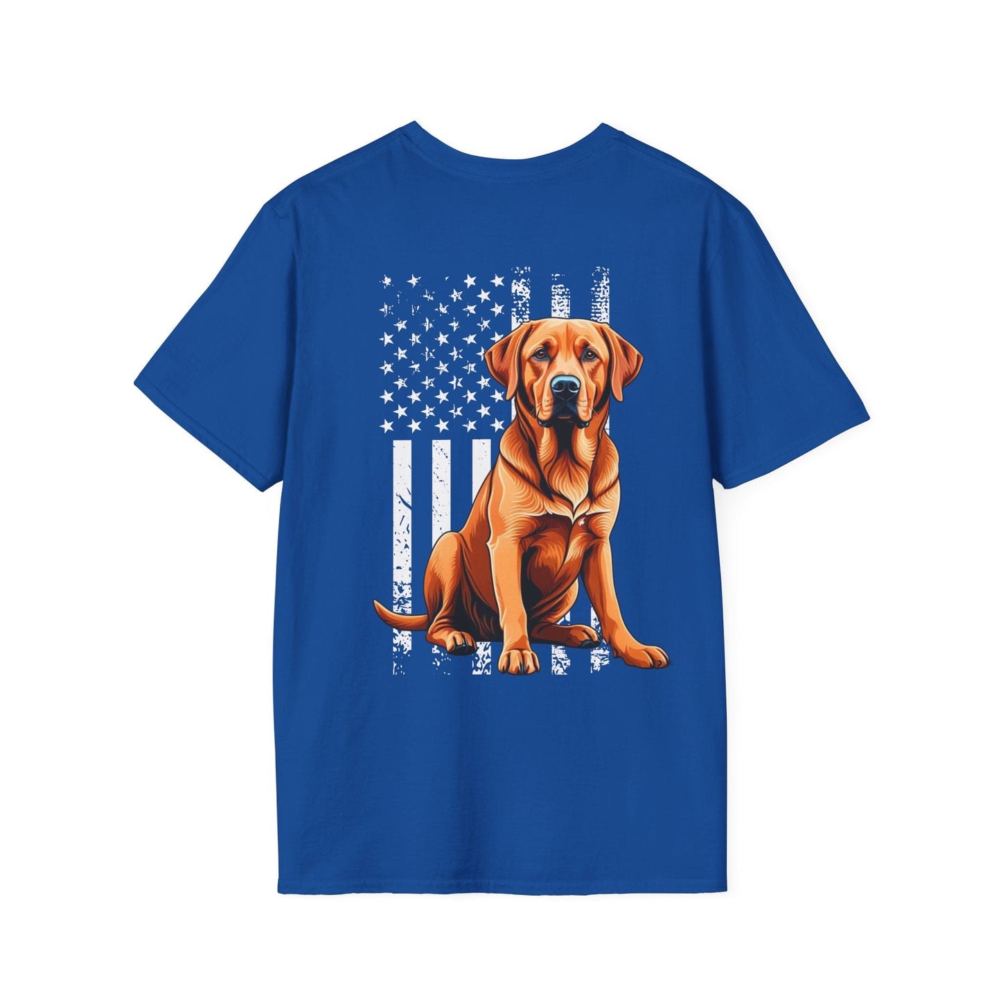 Back Print Fox Red Labrador USA Flag T-Shirt Royal