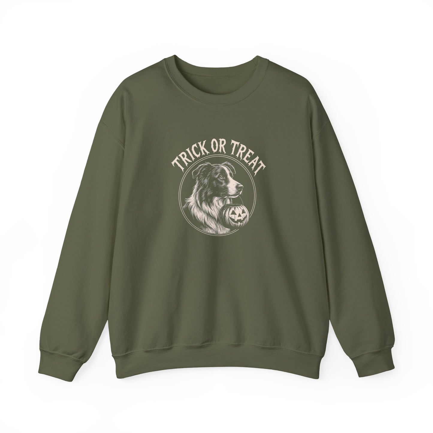 Border Collie Halloween Trick or Treat Crewneck Sweatshirt