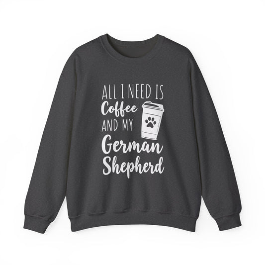 German Shepherd Coffee Crewneck Sweatshirt Dark Heather