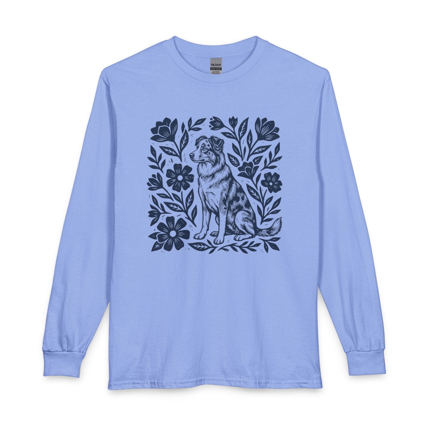 Australian Shepherd Linocut Long Sleeve