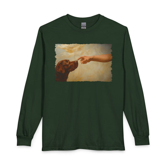 God Creates Chocolate Labrador Long Sleeve Forest Green