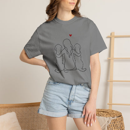 Two Golden Retrievers and Girl Premium Tee