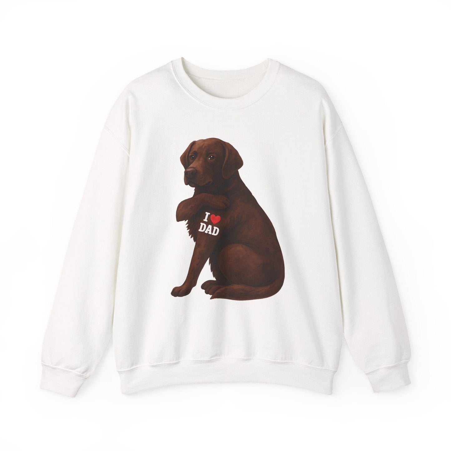 Chocolate Lab I Love Dad Crewneck Sweatshirt White