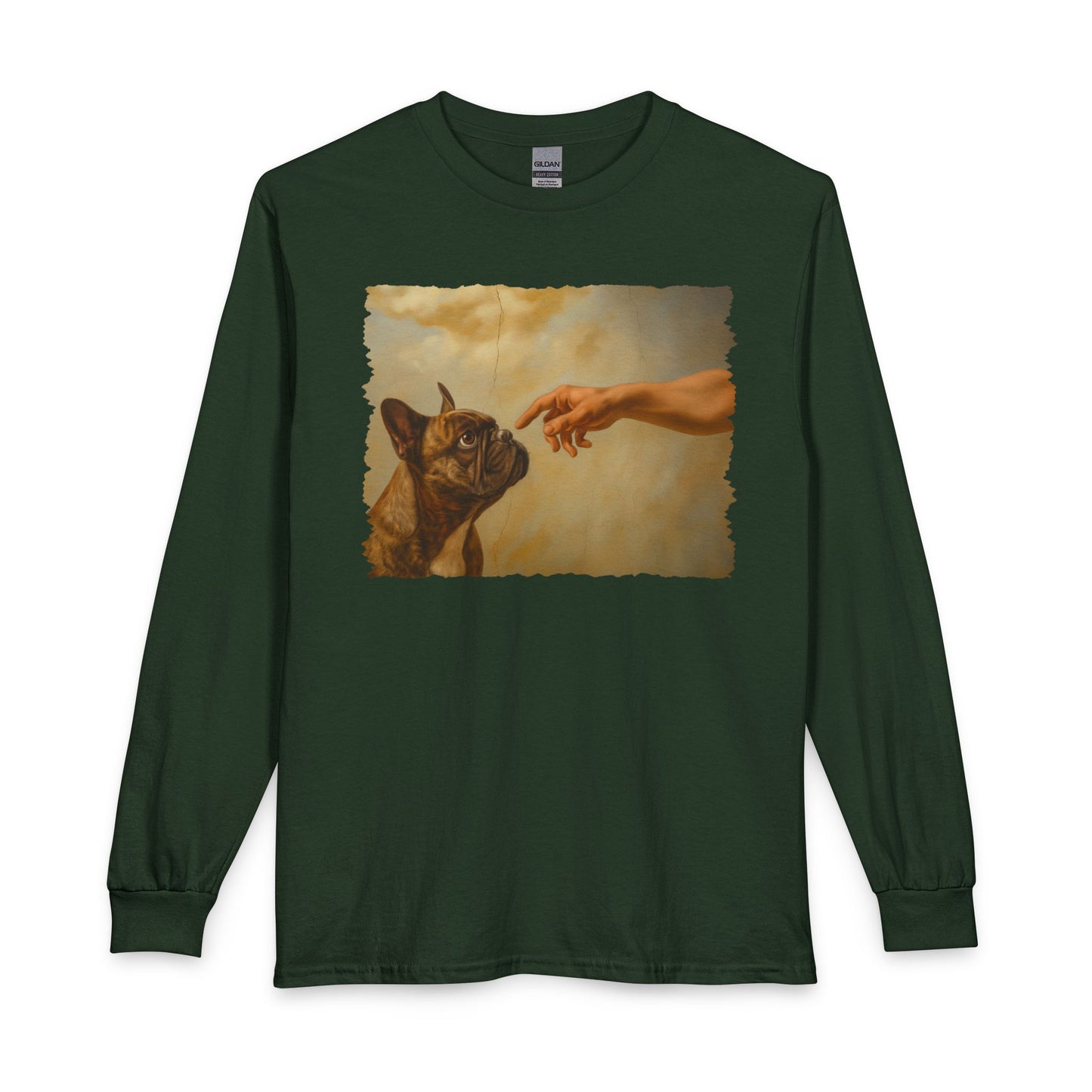 God Creates French Bulldog Long Sleeve Forest Green
