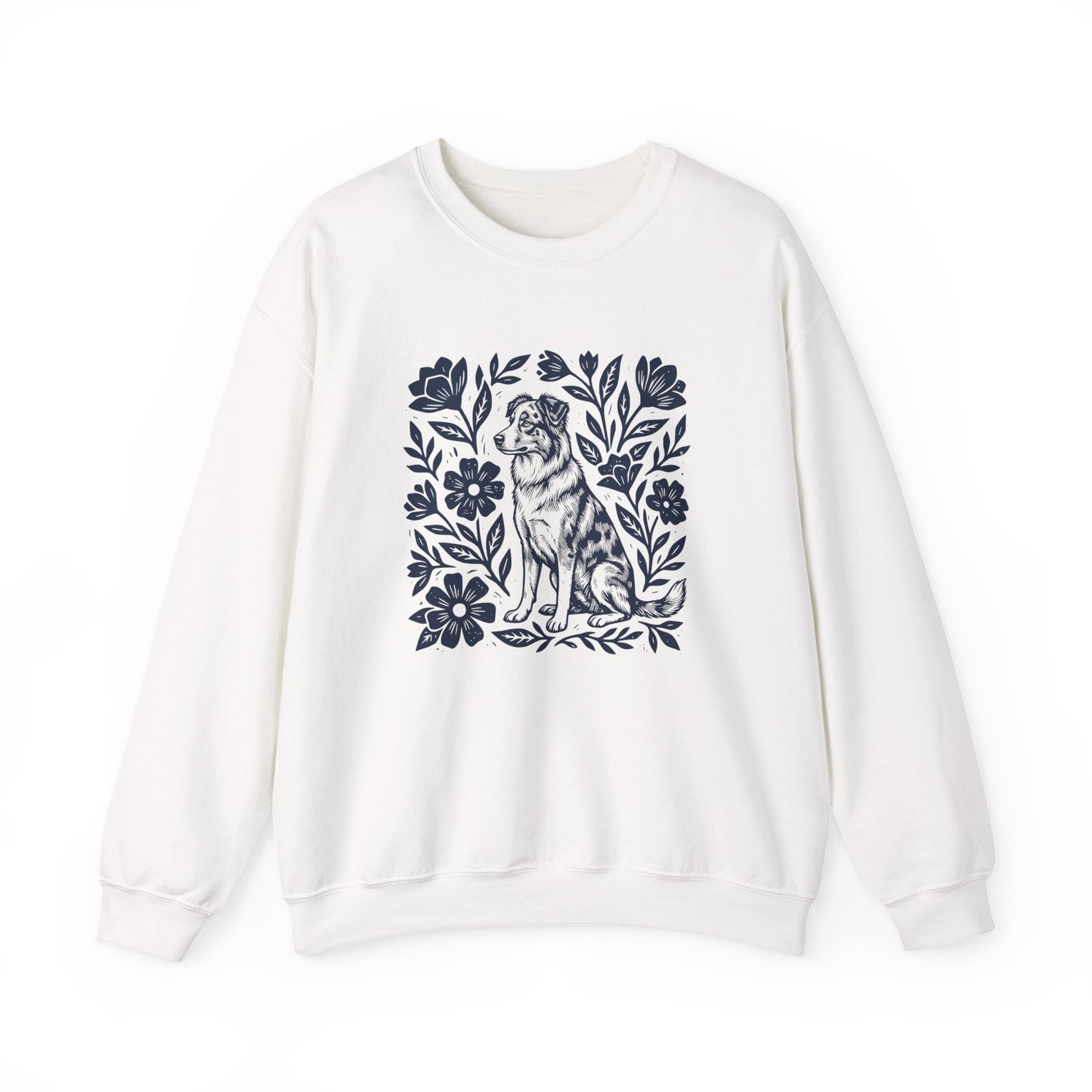 Australian Shepherd Linocut Crewneck Sweatshirt