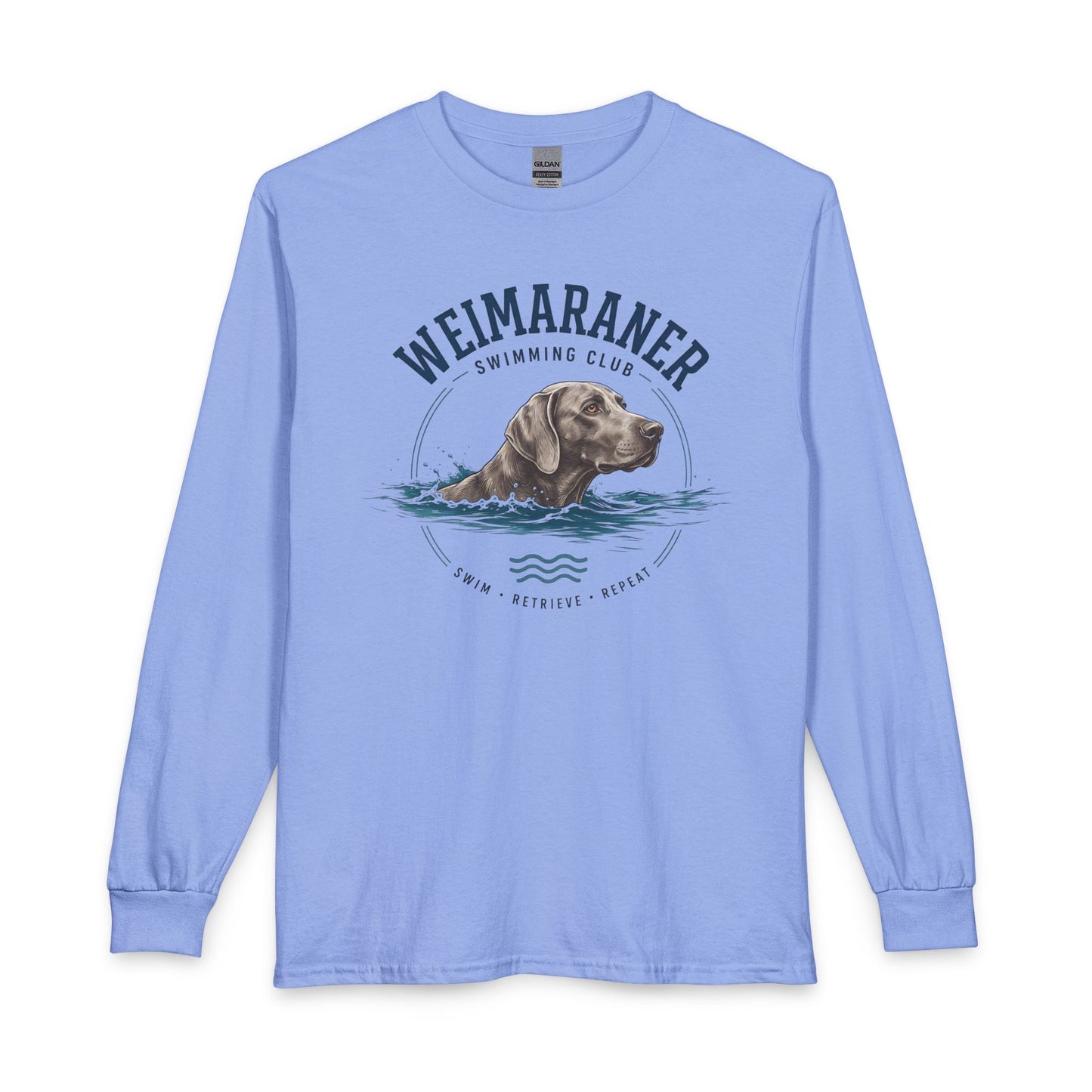 Weimaraner Swimming Club Long Sleeve Carolina Blue