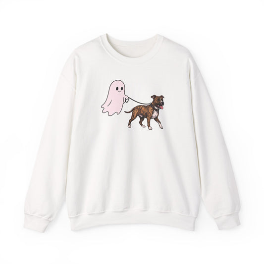 Pitbull Brindle Ghost Walk Crewneck Sweatshirt