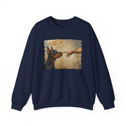 God Creates Doberman Pinscher Crewneck Sweatshirt