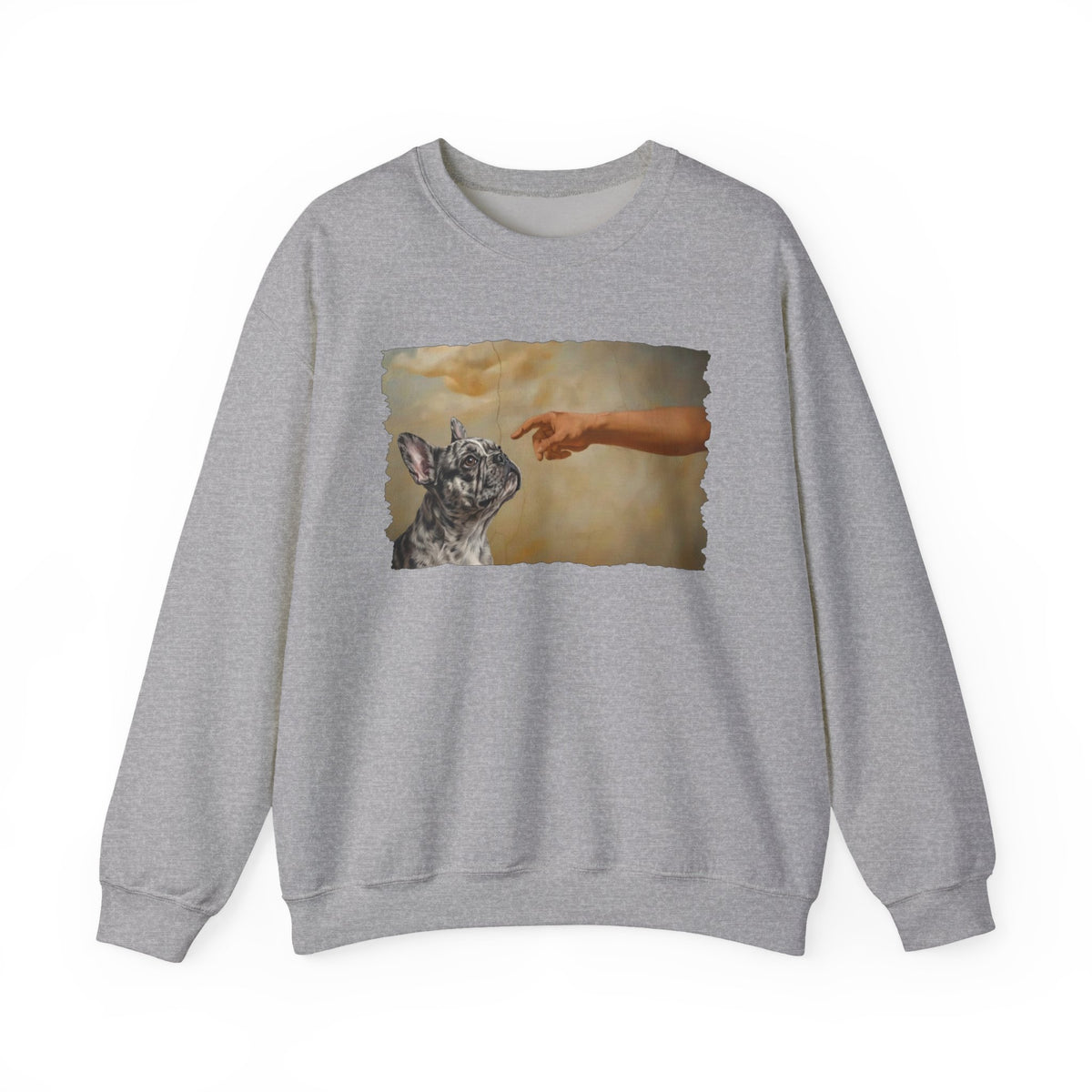 God Creates Merle Frenchie Crewneck Sweatshirt Sport Grey