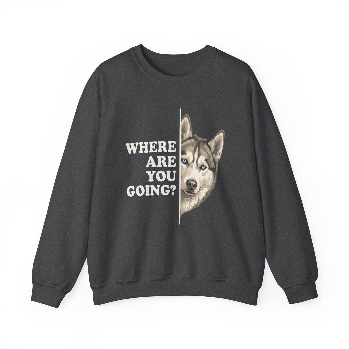 Siberian Husky Alert Crewneck Sweatshirt Dark Heather