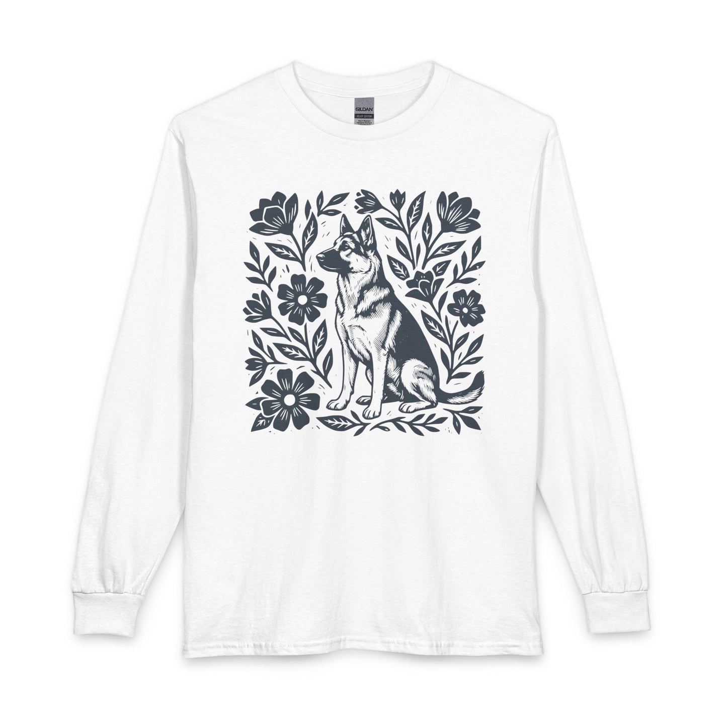 German Shepherd Linocut Long Sleeve