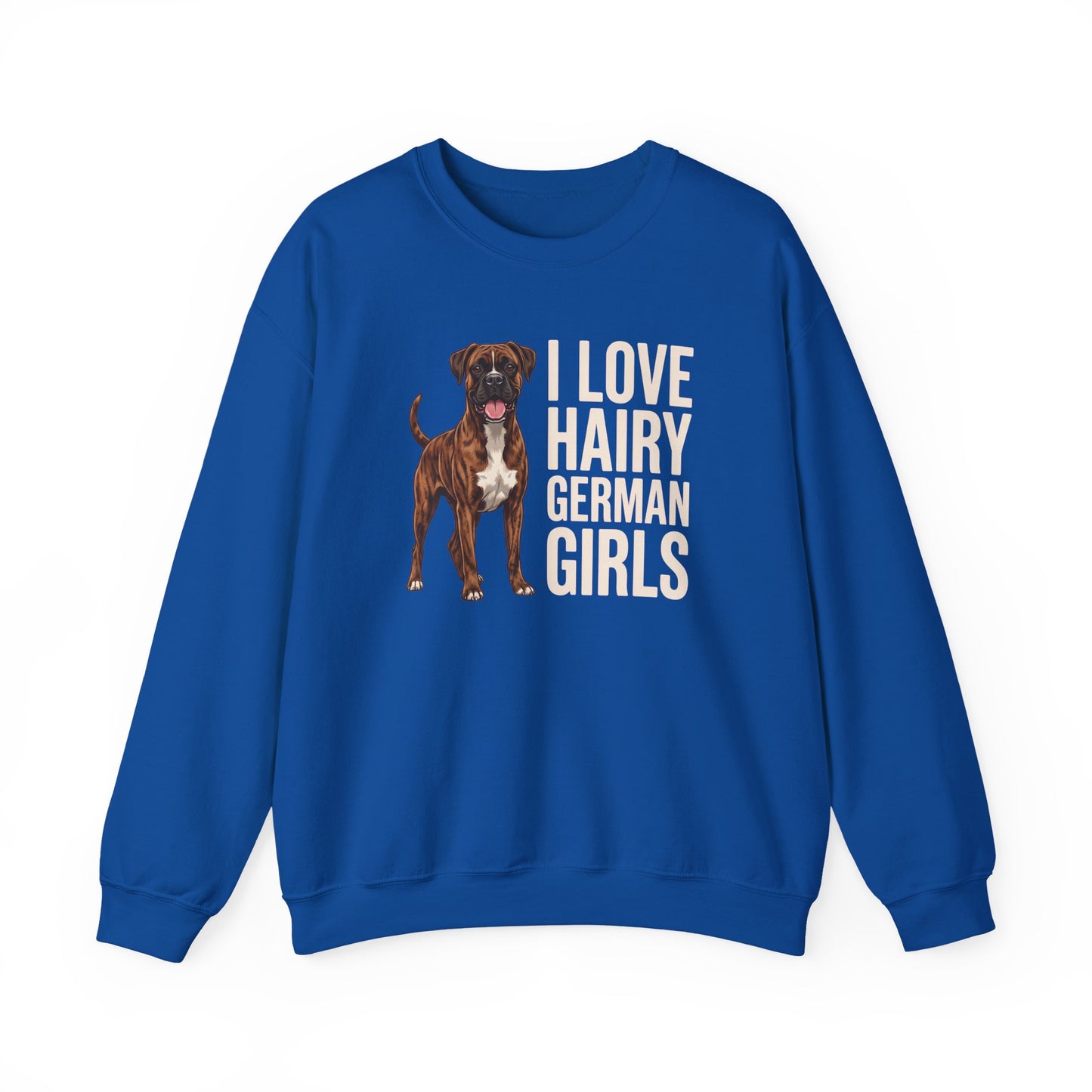 Brindle Boxer Hairy German Girls Crewneck Sweatshirt