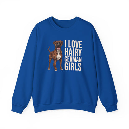 Brindle Boxer Hairy German Girls Crewneck Sweatshirt