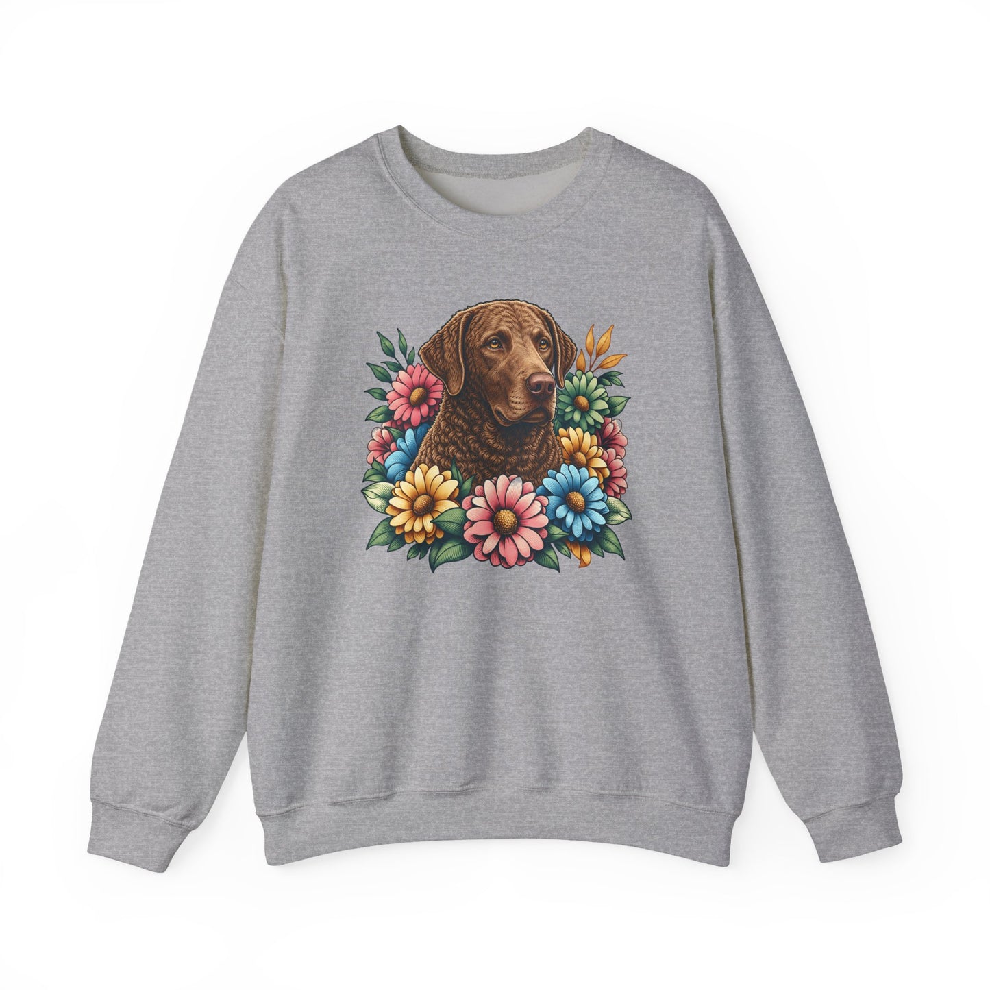 Chesapeake Bay Retriever Flower Wreath Crewneck Sweatshirt