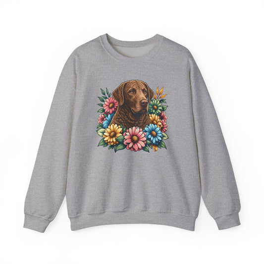 Chesapeake Bay Retriever Flower Wreath Crewneck Sweatshirt