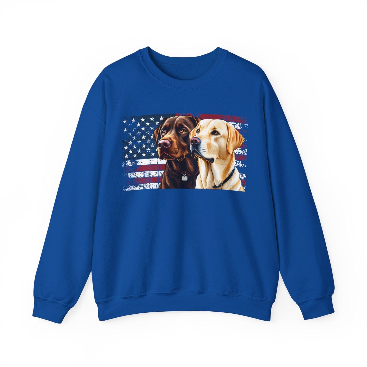 Chocolate & Yellow Lab USA Crewneck Sweatshirt Royal