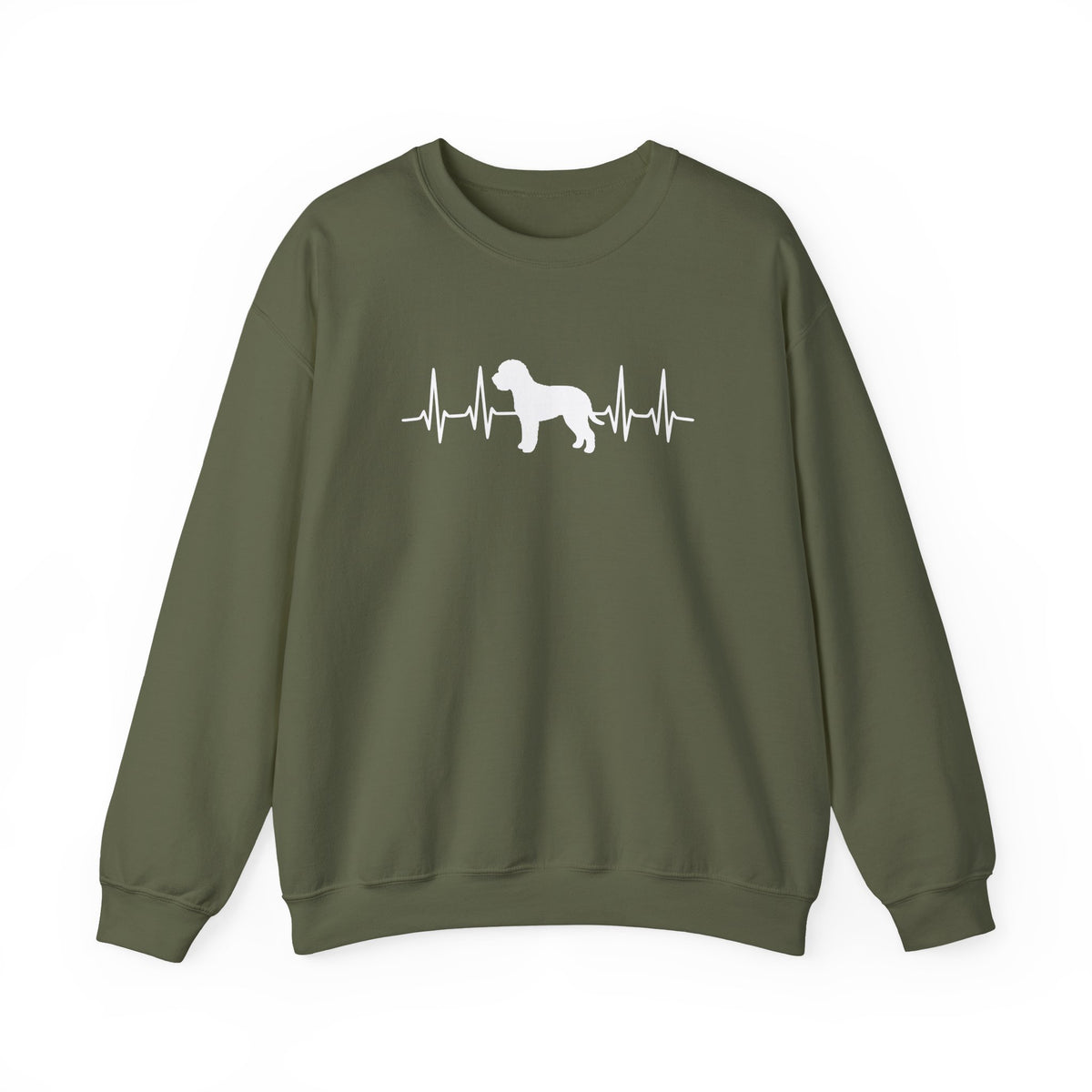 Lagotto Heartbeat Crewneck Sweatshirt Military Green