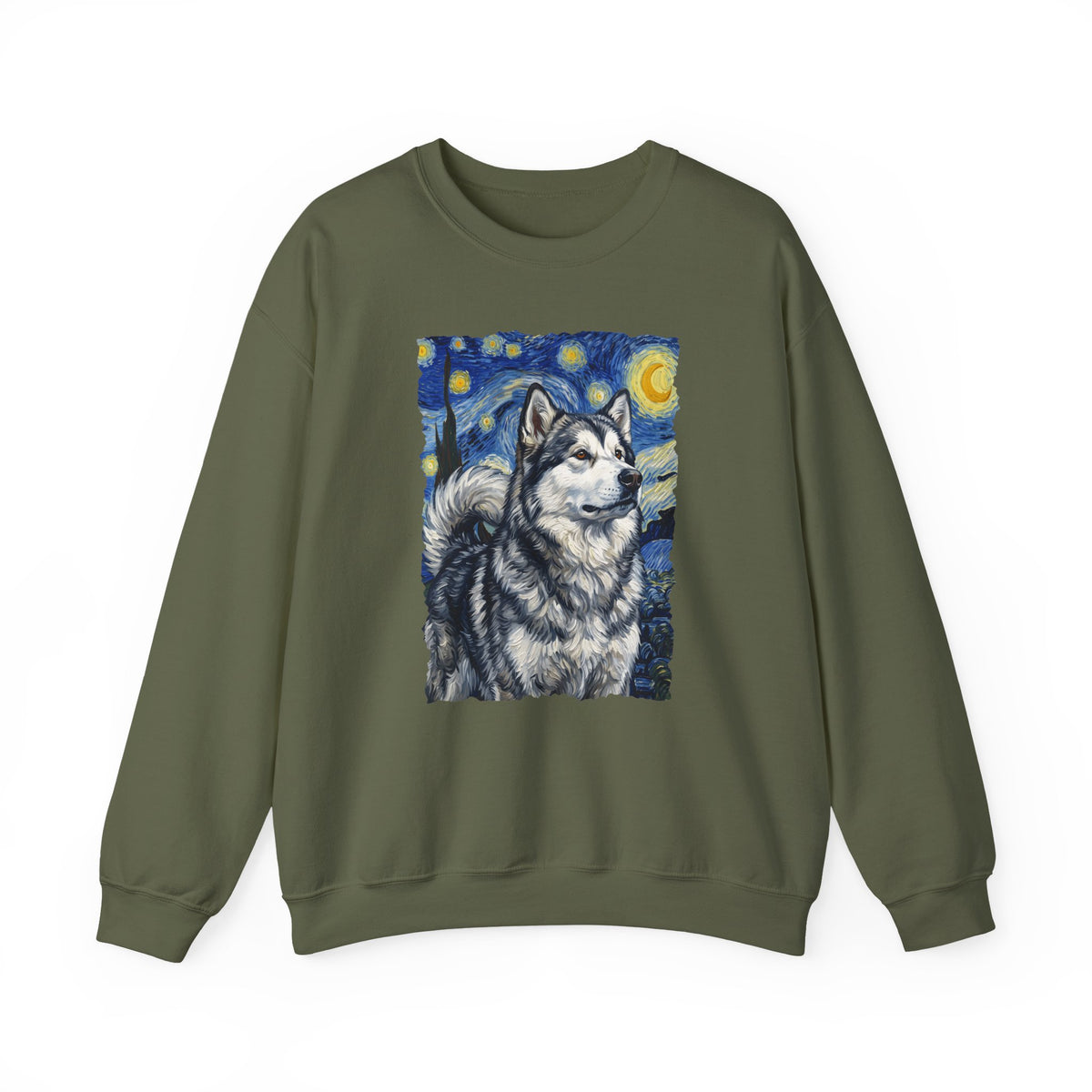 Alaskan Malamute Van Gogh Crewneck Sweatshirt