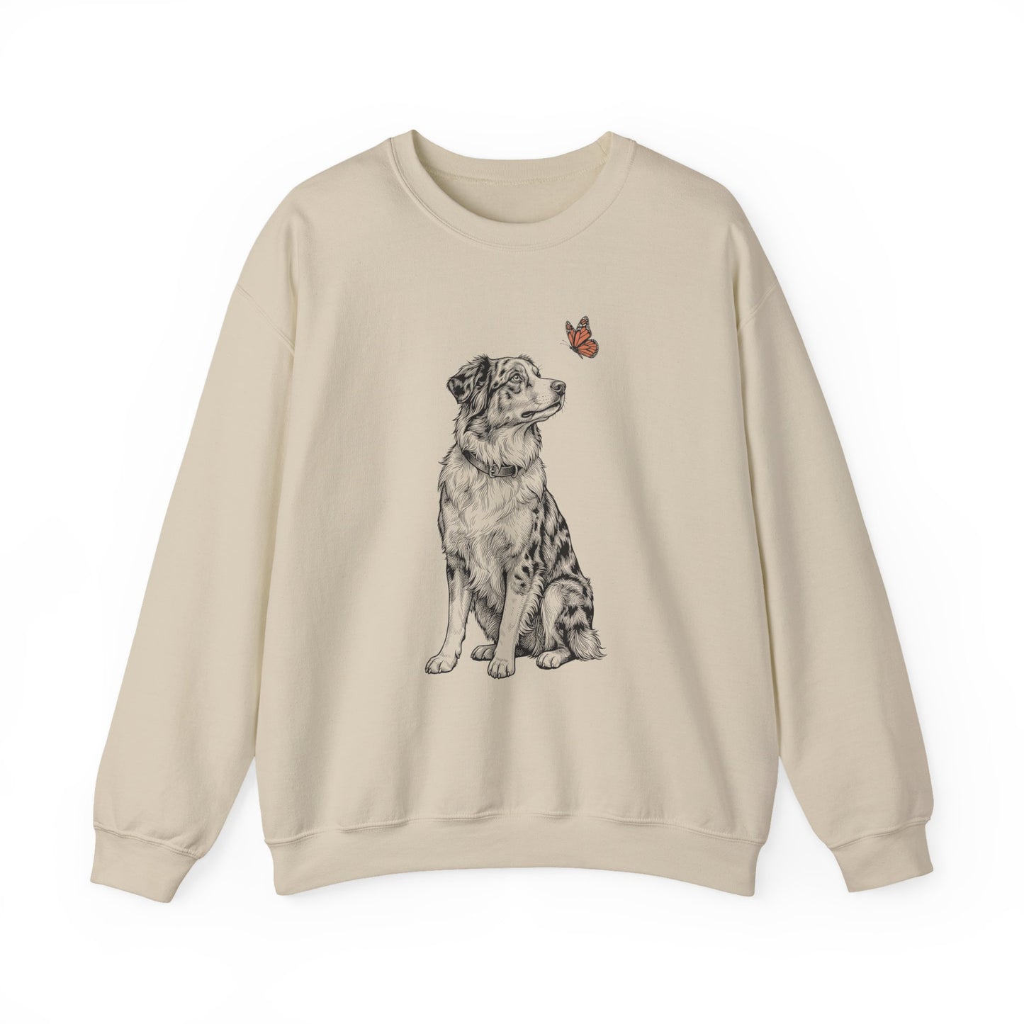 Australian Shepherd Butterfly Crewneck Sweatshirt