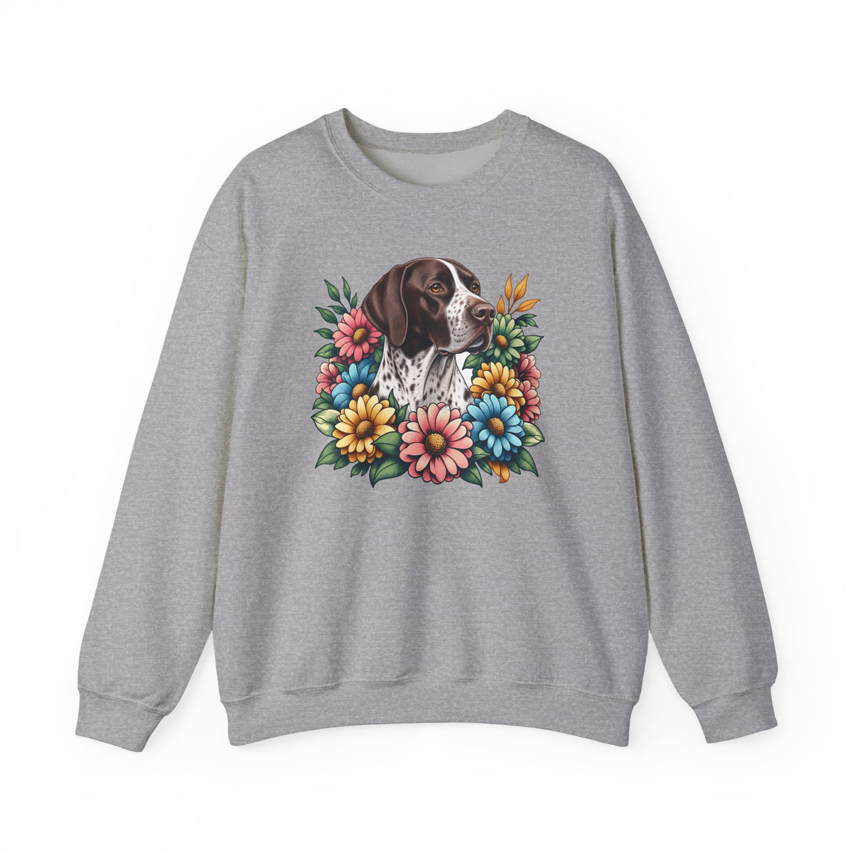 English Pointer Flower Wreath Crewneck Sweatshirt