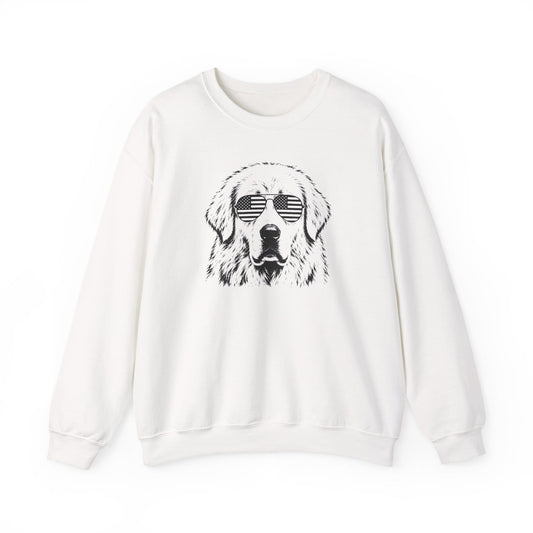 Great Pyrenees Flag Shades Crewneck Sweatshirt White