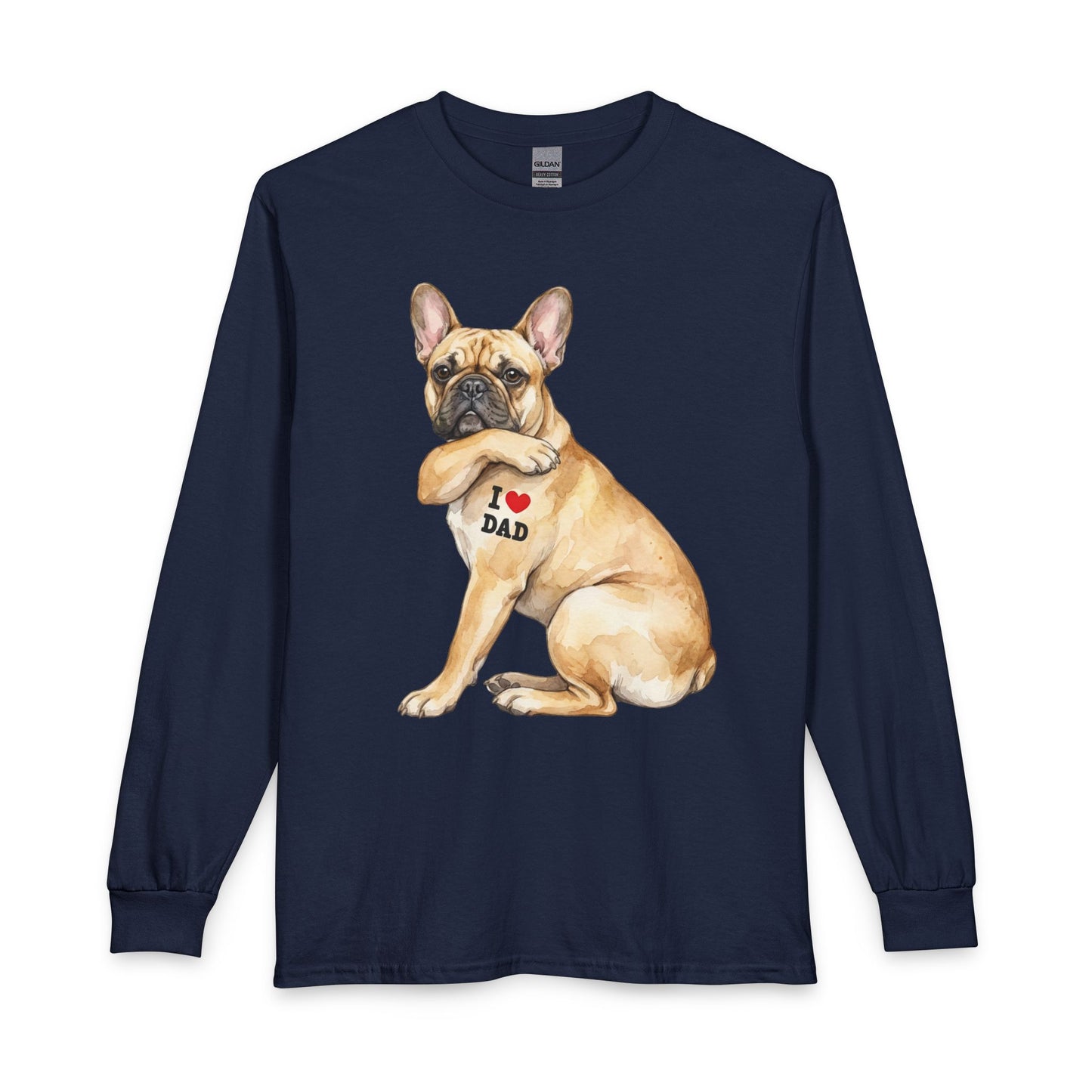French Bulldog I Love Dad Long Sleeve Navy