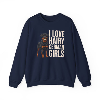 Rottweiler Hairy Girls Crewneck Sweatshirt
