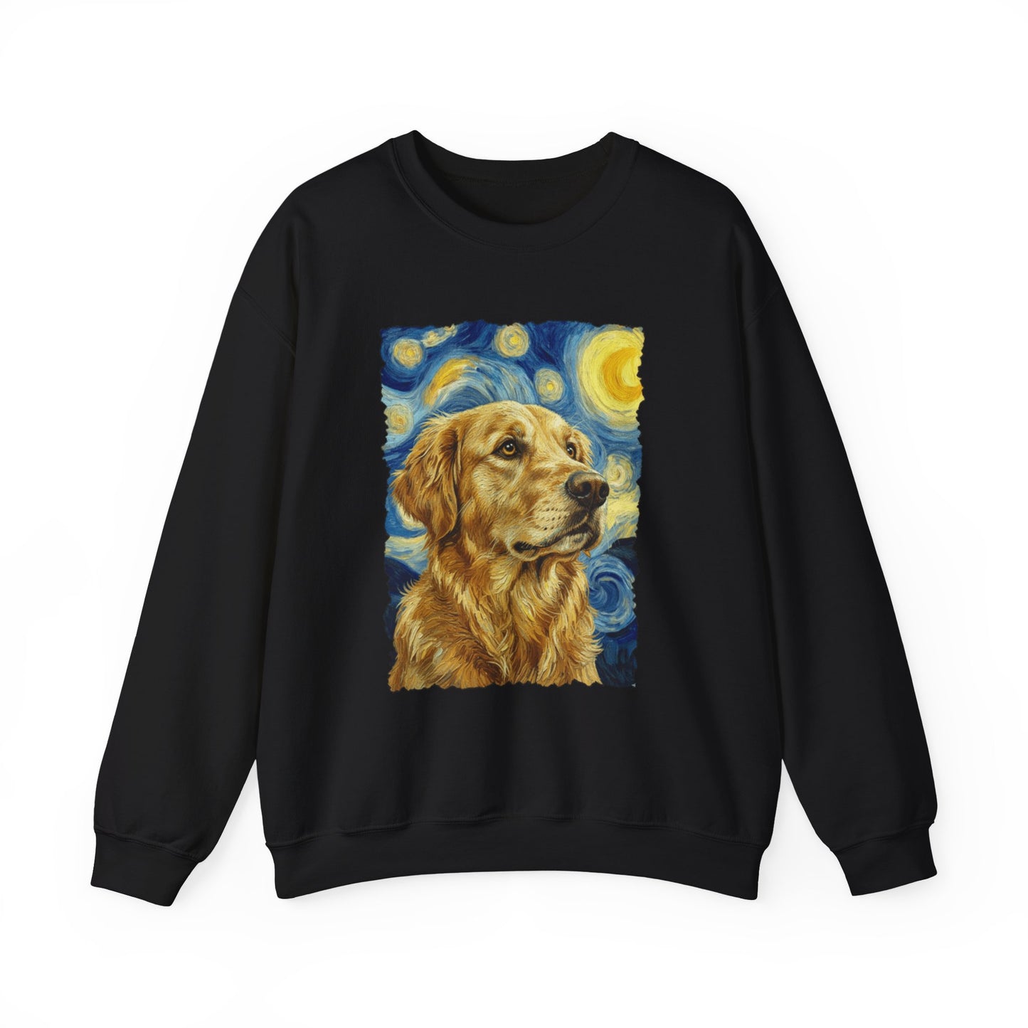 Golden Retriever Van Gogh Crewneck Sweatshirt Black