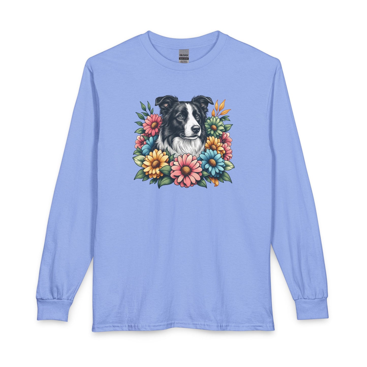 Border Collie Flowers Long Sleeve