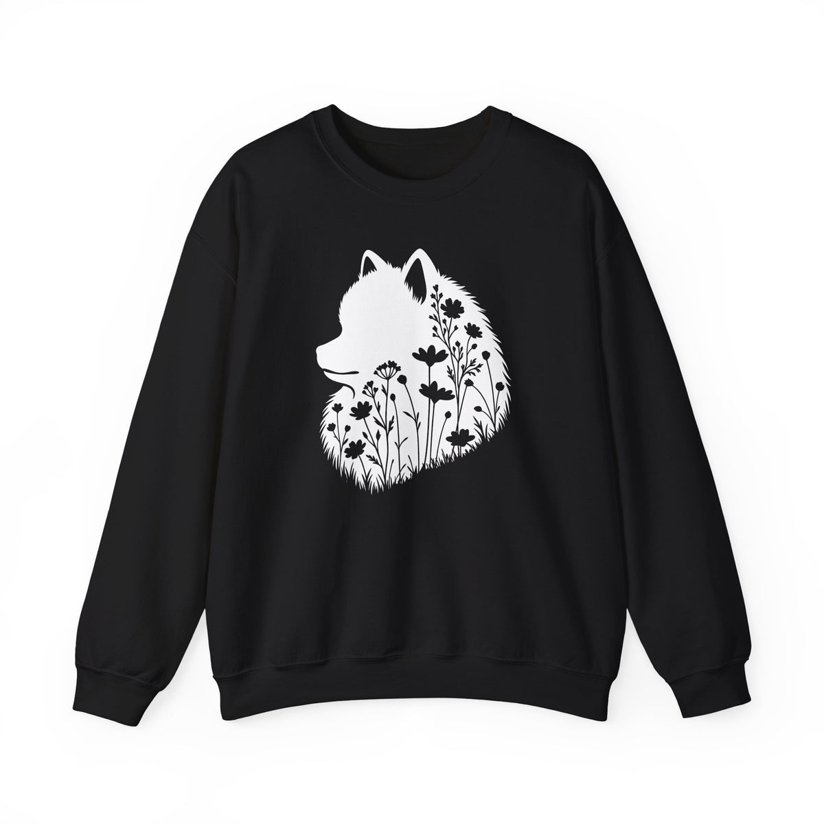 Pomeranian Flowers Crewneck Sweatshirt