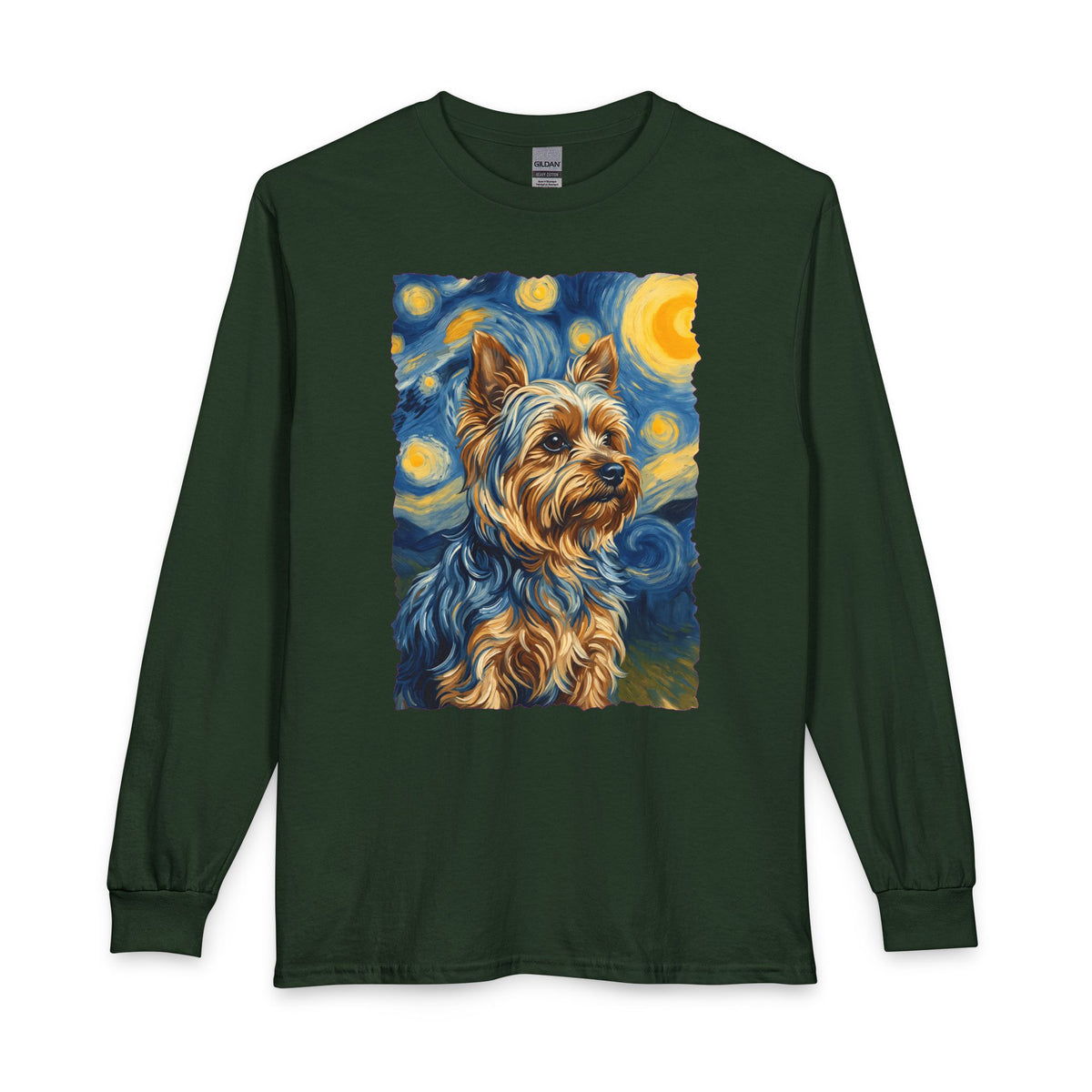Yorkshire Terrier Van Gogh Long Sleeve Forest Green