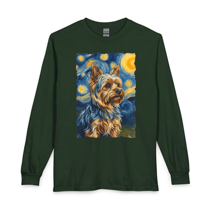 Yorkshire Terrier Van Gogh Long Sleeve Forest Green