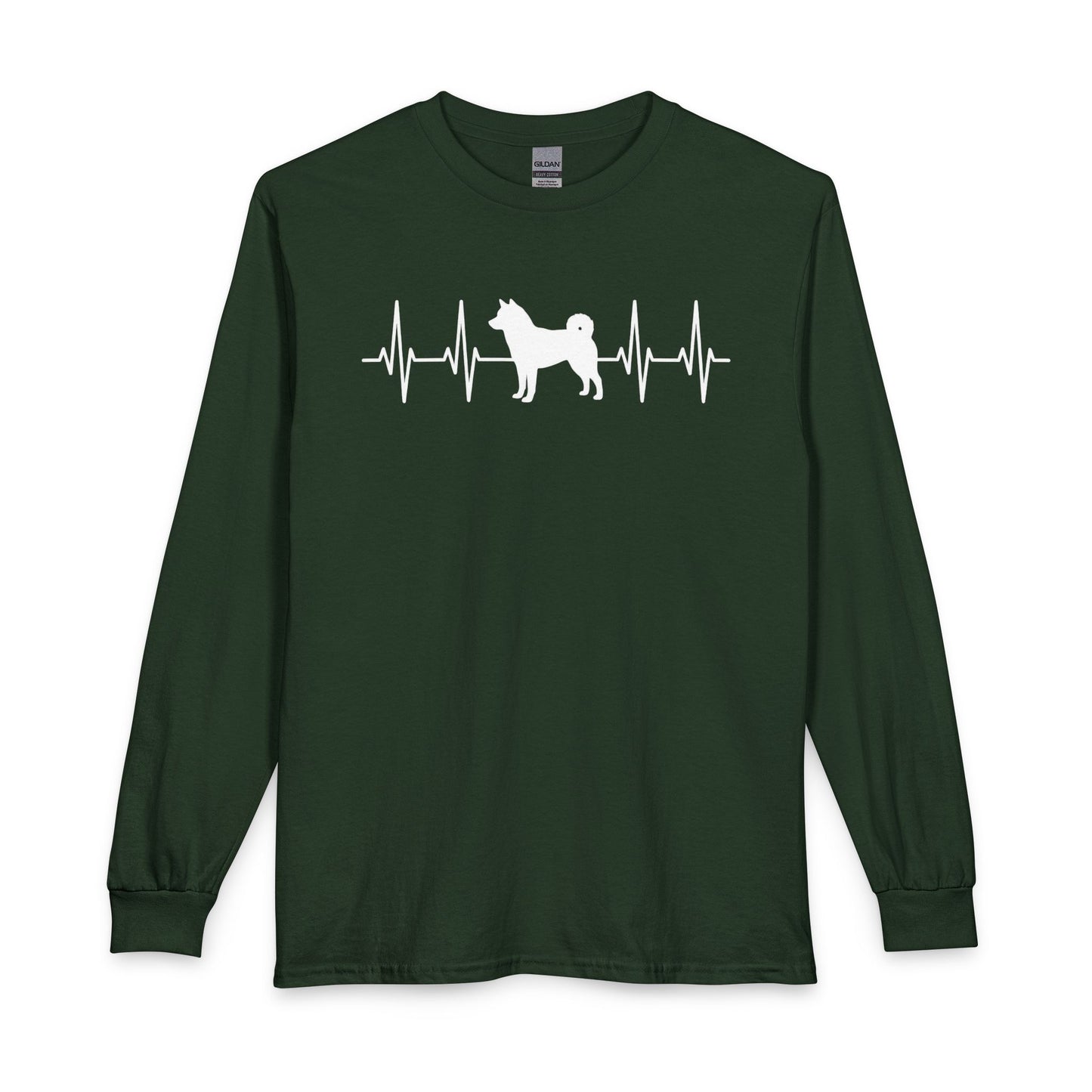 Shiba Inu Heartbeat Long Sleeve Forest Green
