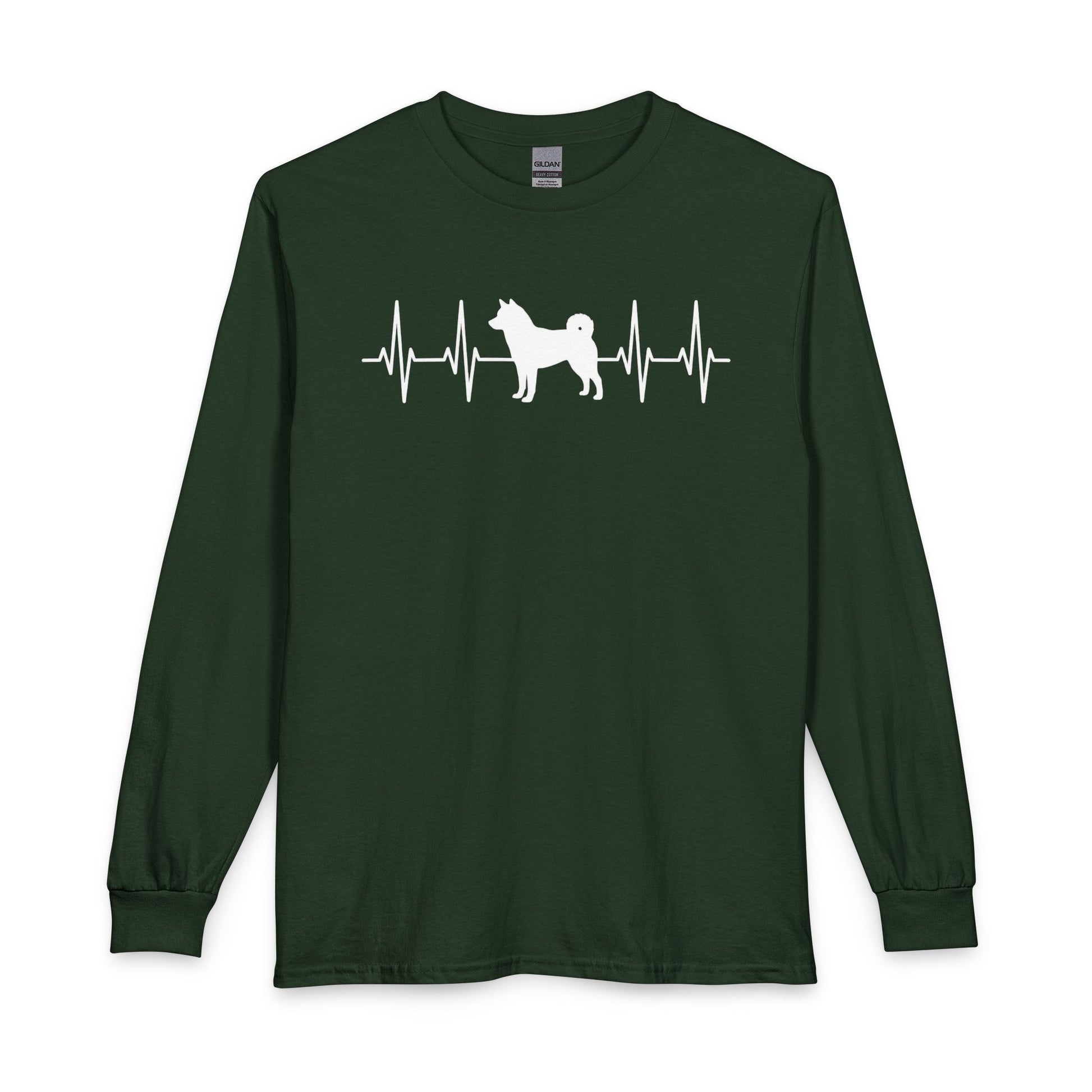 Shiba Inu Heartbeat Long Sleeve Forest Green