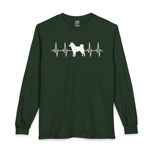 Shiba Inu Heartbeat Long Sleeve Forest Green