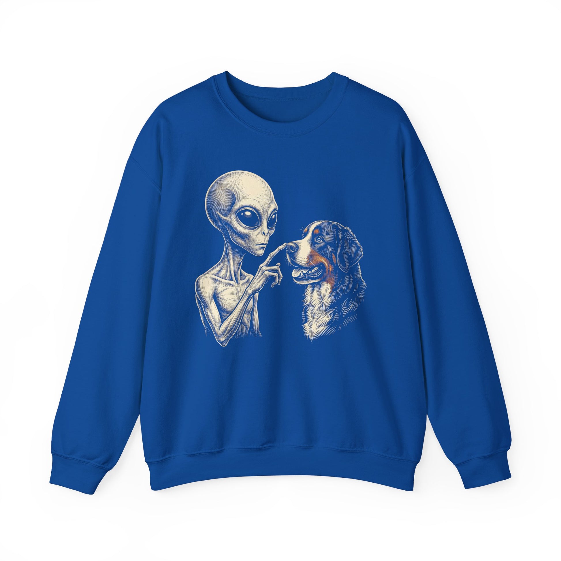 Alien & Bernese Mountain Dog Crewneck Sweatshirt Royal