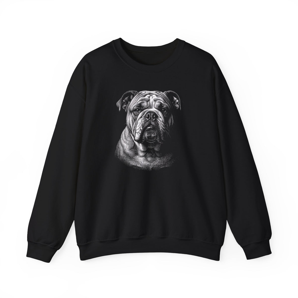 English Bulldog Engraved Crewneck Sweatshirt Black
