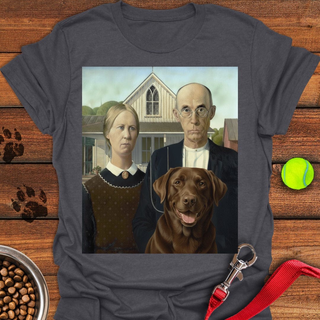 American Gothic Chocolate Labrador Dark Heather